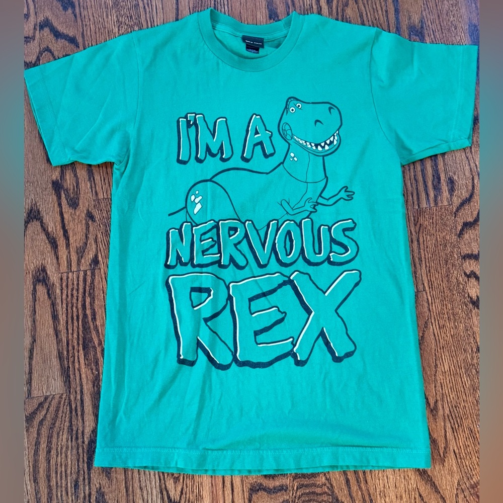 Adult green Toy Story Rex tee shirt size small